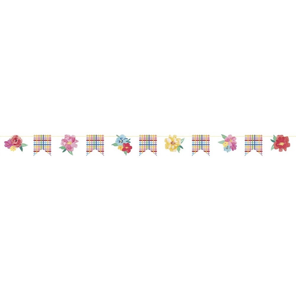 The Pioneer Woman Floral Pink Paper Pennant Garland, 9'